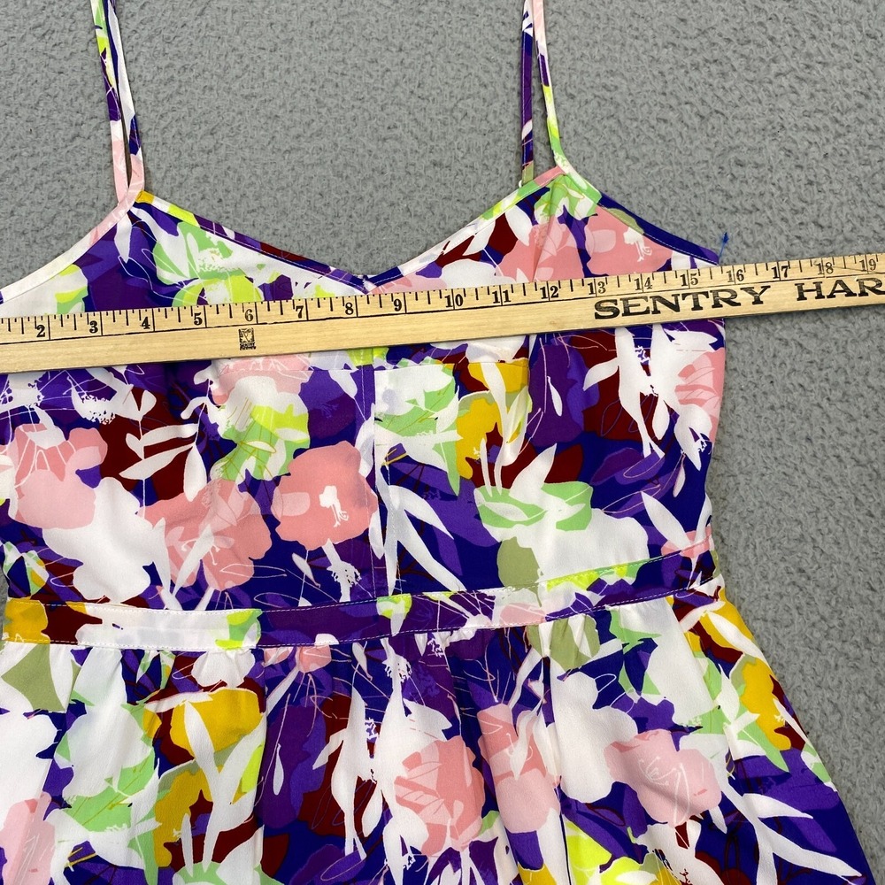 J Crew Dress Size 4 Empire Waist Mini Floral Spaghetti Strap Pockets Lined - Picture 6 of 8
